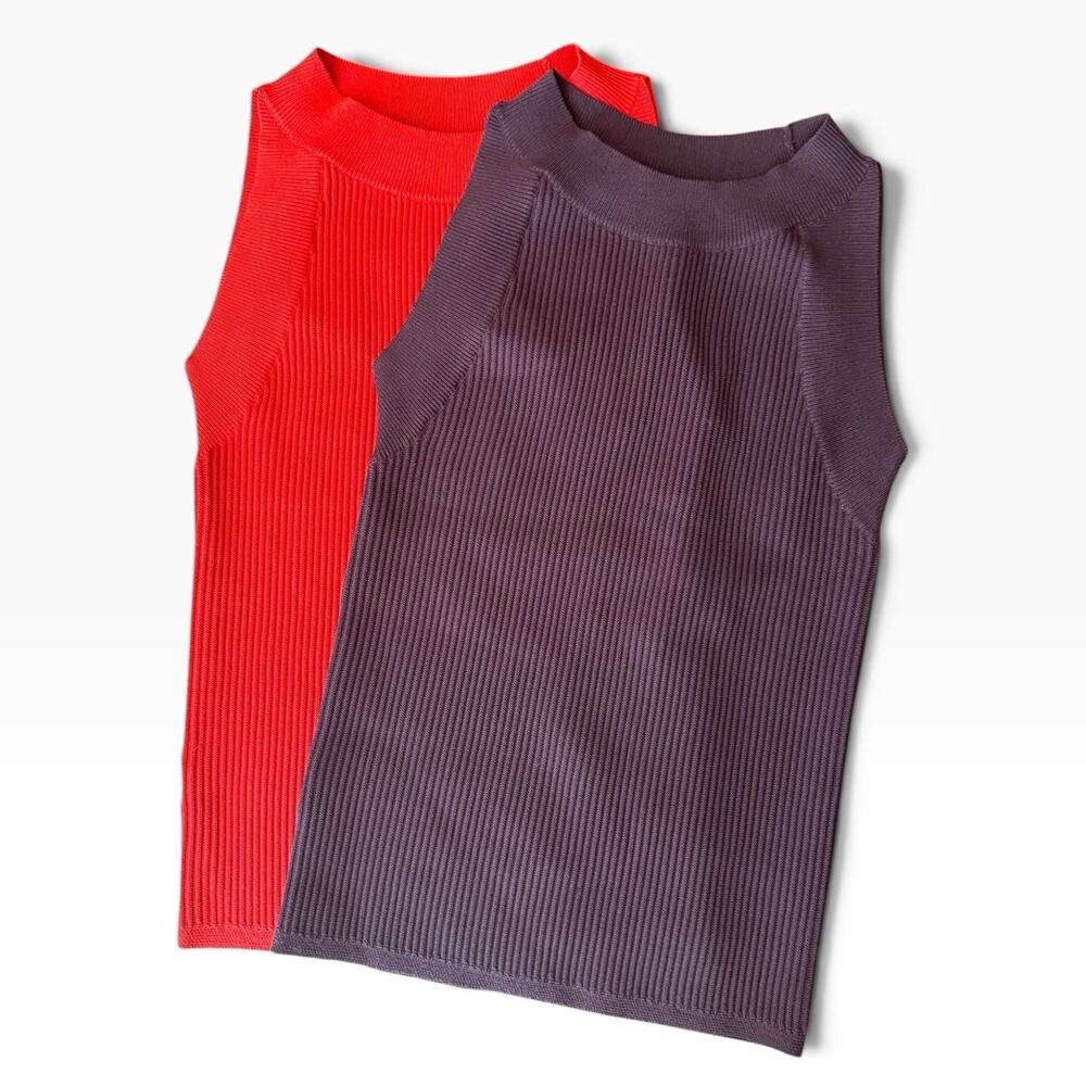 NWT Ann Taylor Ribbed Crewneck Sleeveless Sweaters Size Small (2) Brown Orange
